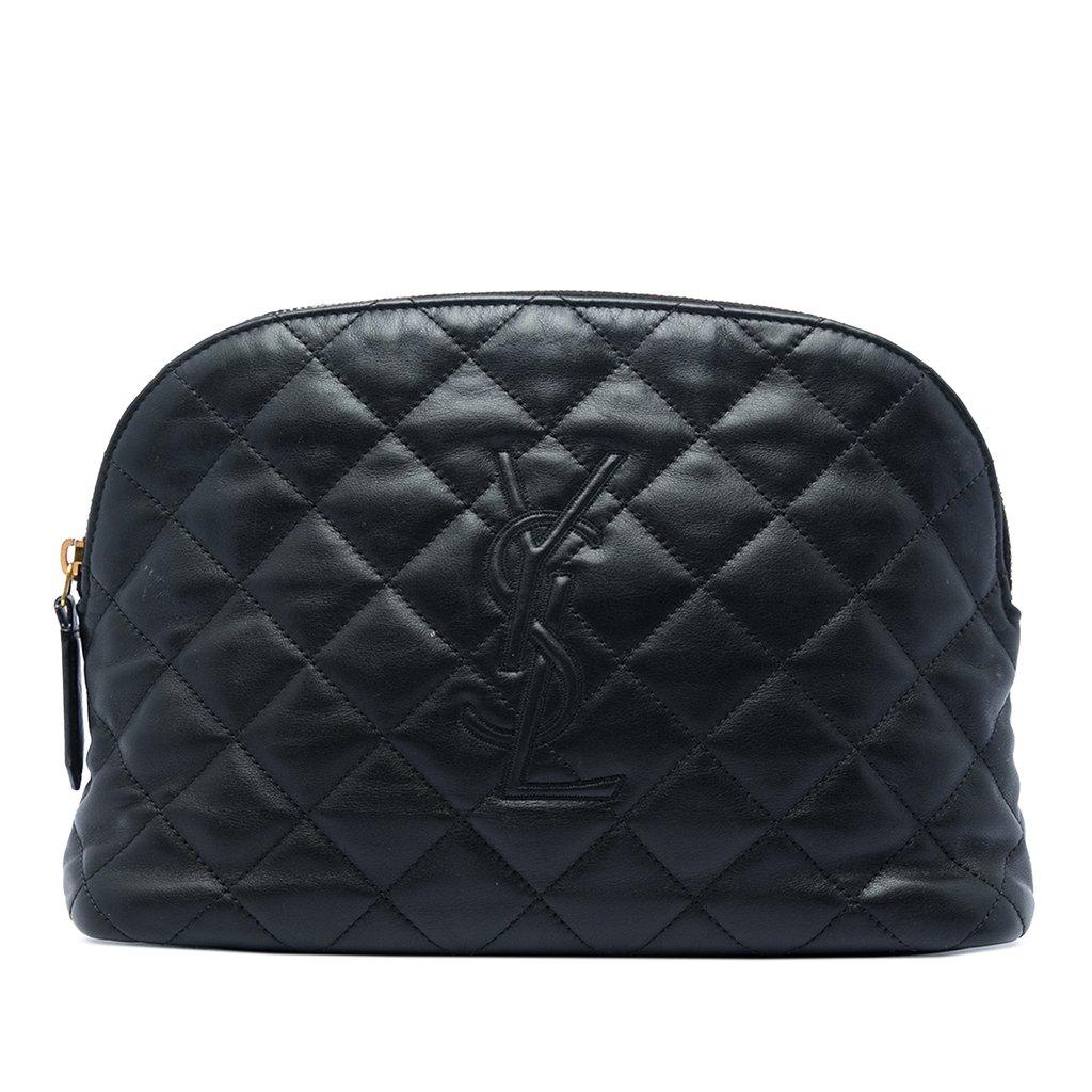 Saint Laurent Quilted Lambskin Cassandre Cosmetic Pouch