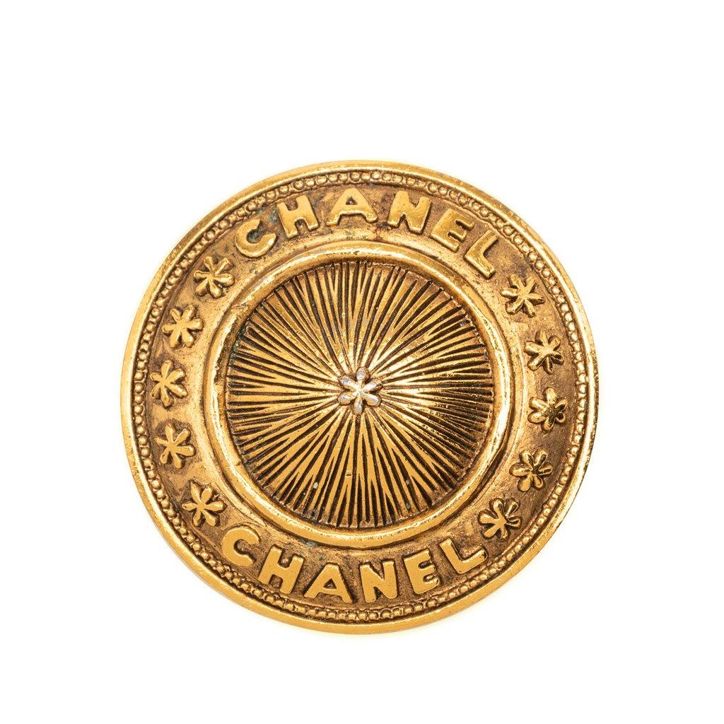 Chanel Gold Plated Round Brooch