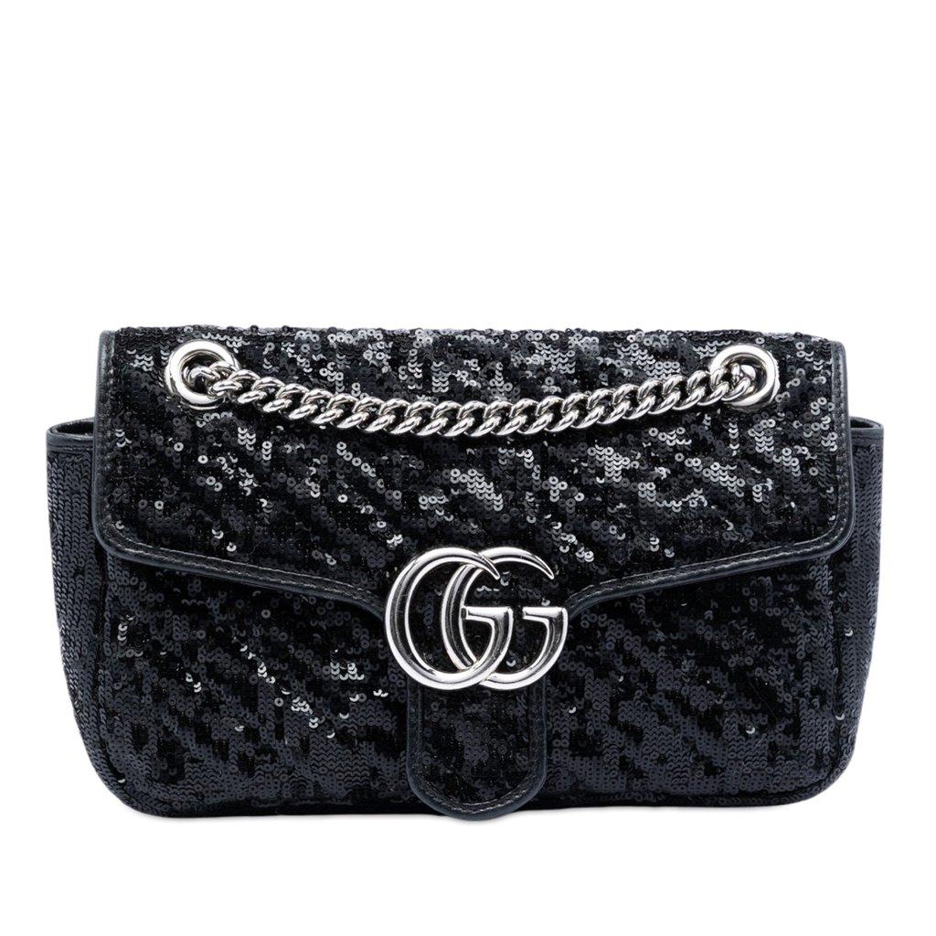 Gucci Medium GG Marmont Matelasse Sequin and Leather Shoulder Bag