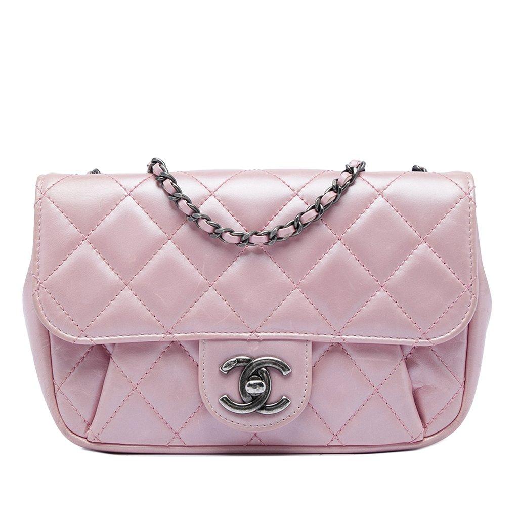 Chanel Mini Quilted Metallic Calfskin Coco Pleats Chain Flap