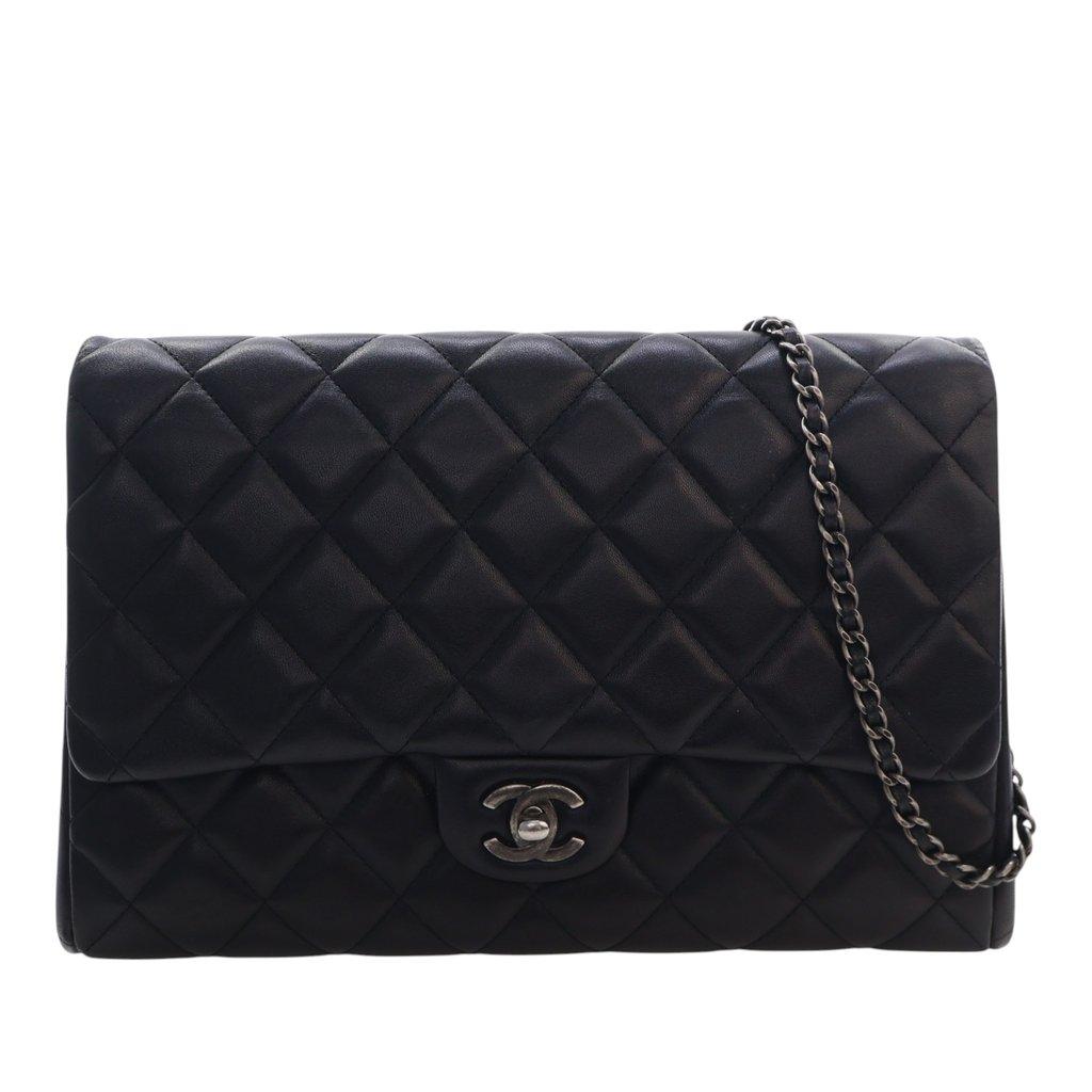 Chanel CC Quilted Lambskin Flap Clutch with Chain