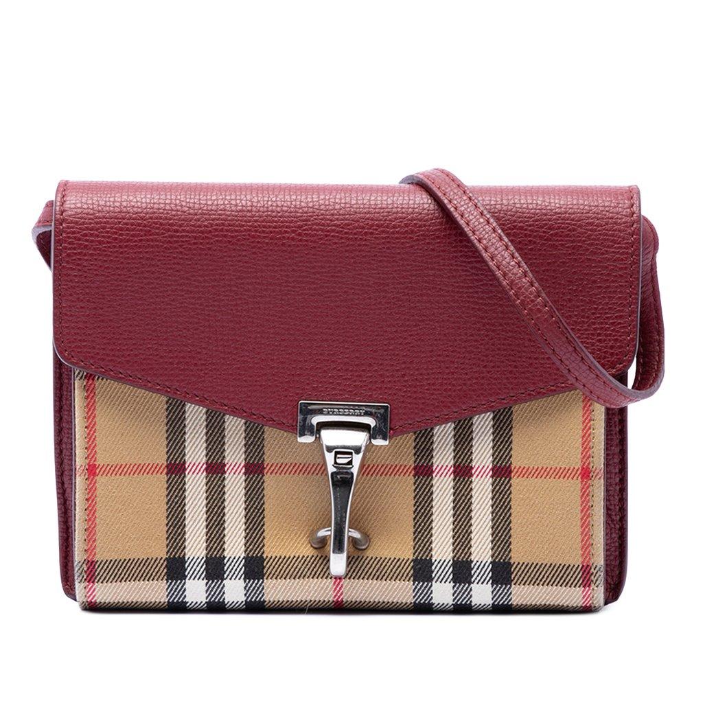 Burberry Small Leather and House Check Canvas Derby Macken Crossbody