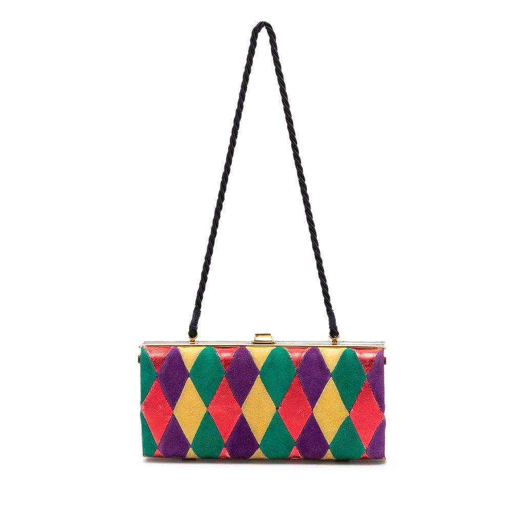 Miu Miu Multicolor Velvet Harlequin Minaudiere Clutch with Strap