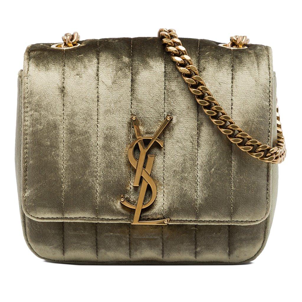 Saint Laurent Small Velvet Monogram Vicky Chain Bag