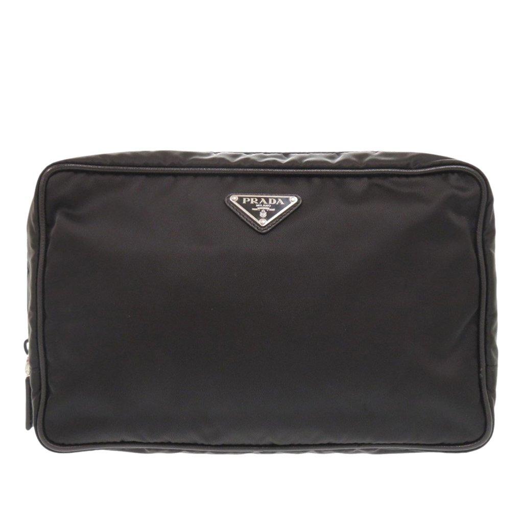 Prada Saffiano Trimmed Tessuto Clutch
