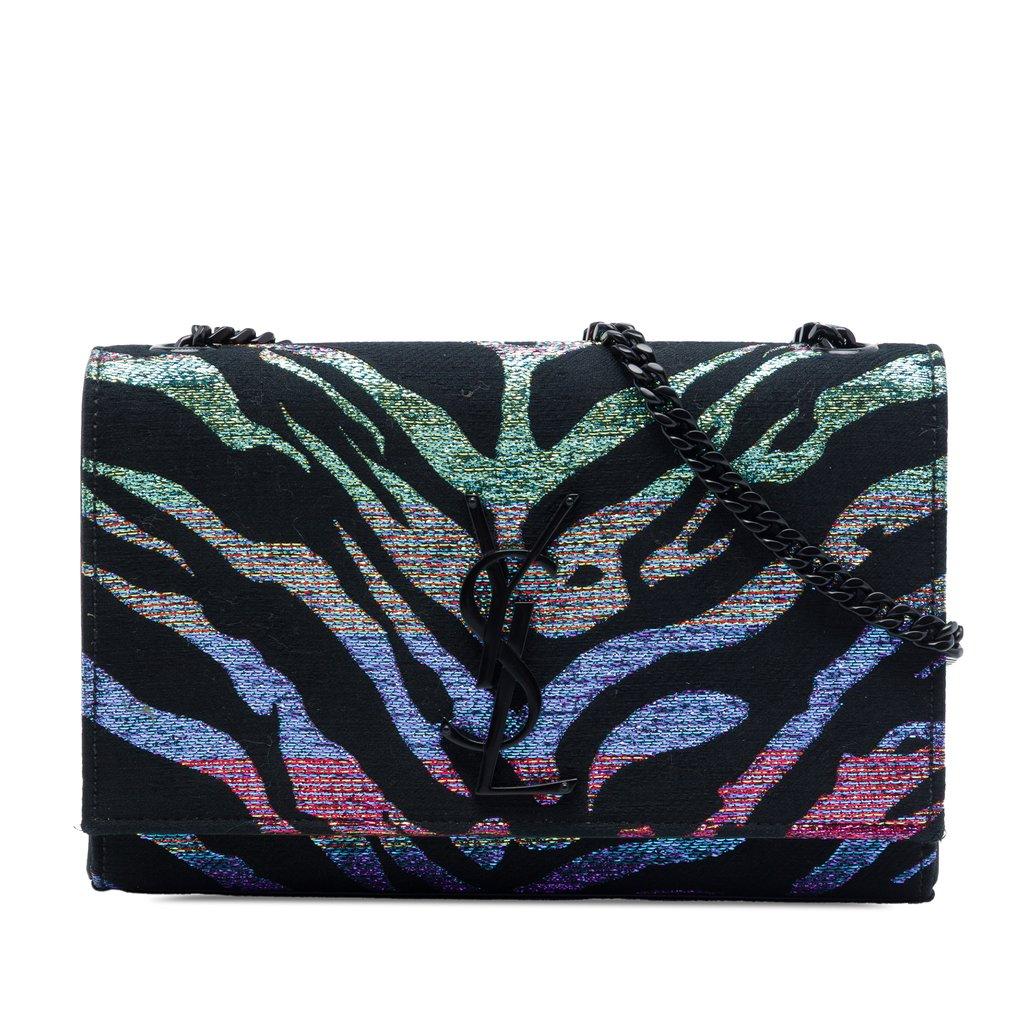 Saint Laurent Small Canvas Metallic Tiger Print Monogram Kate Crossbody