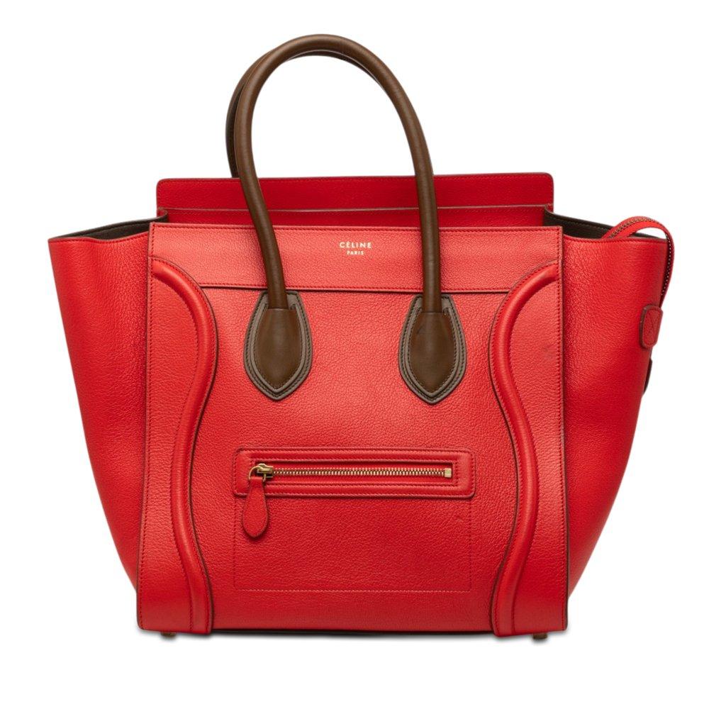 Celine Mini Bicolor Leather Luggage Tote