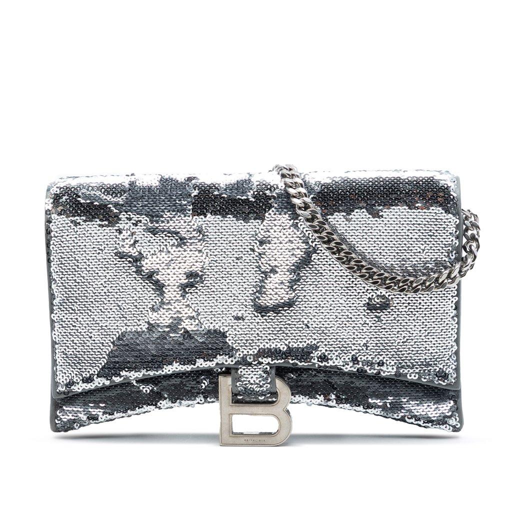 Balenciaga Nappa Sequin Hourglass Wallet on Chain