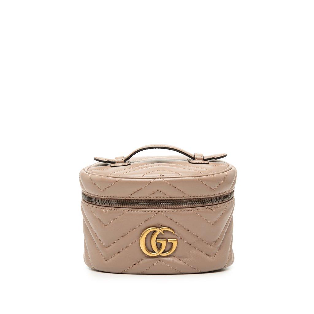 Gucci Mini GG Marmont Round Leather Vanity Bag