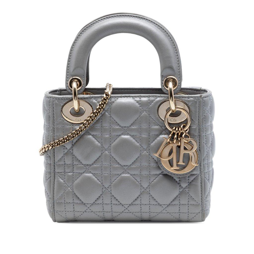 Dior Mini Metallic Lambskin Cannage Lady Dior
