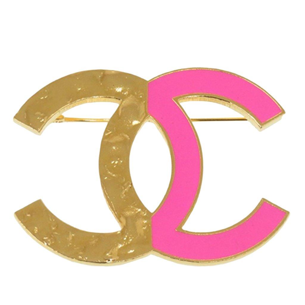 Chanel CC Gold Plated Enamel Bicolor Pin Brooch