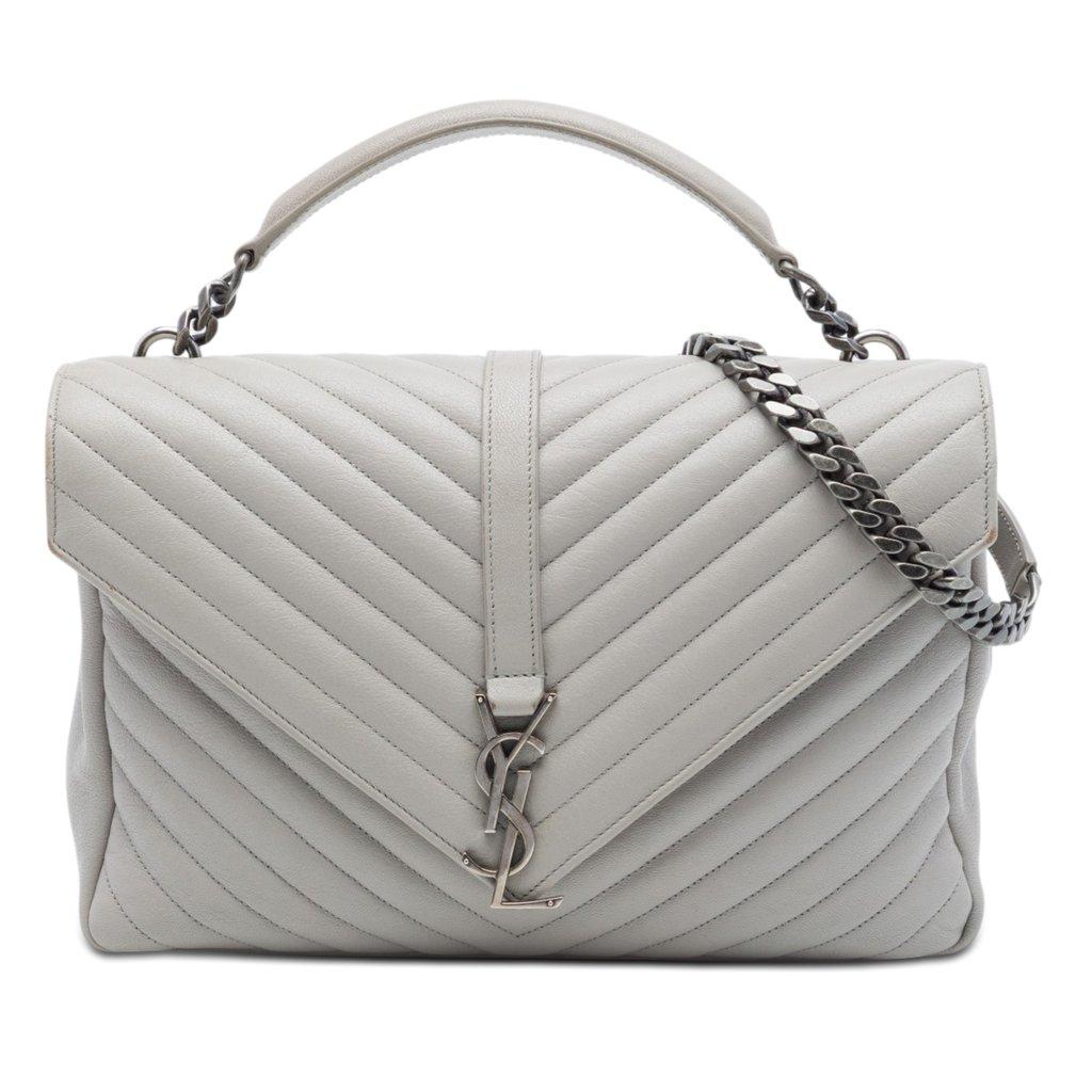 Saint Laurent Large Chevron Sheepskin Monogram College Satchel