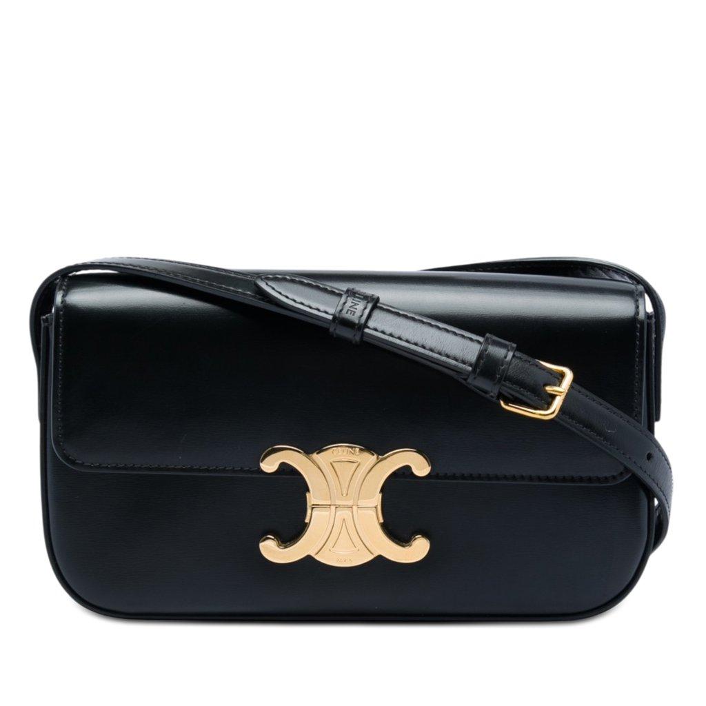 Celine Shiny Calfskin Triomphe Claude Shoulder Bag