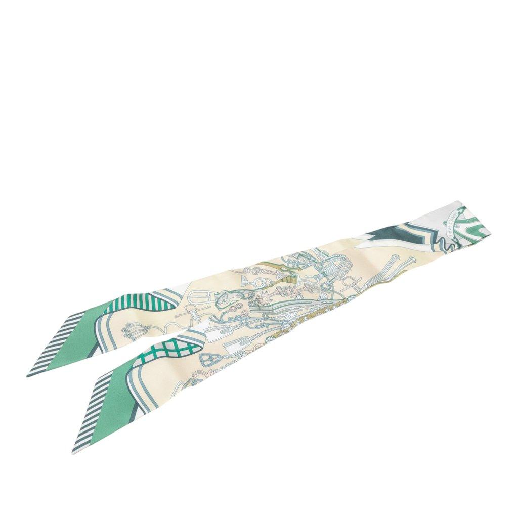 Hermès Bouquets Sellier Silk Twilly Scarf