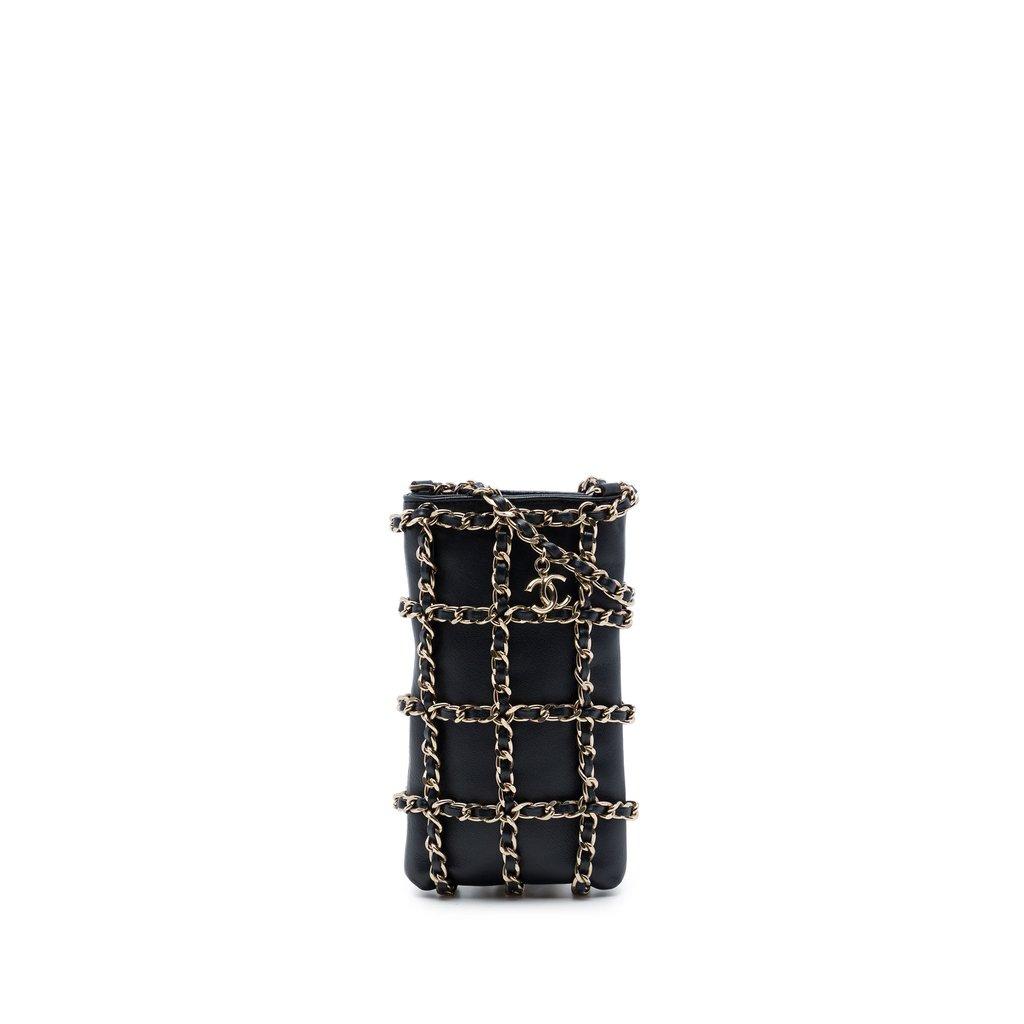 Chanel Lambskin Tech Me Out Clutch With Chain