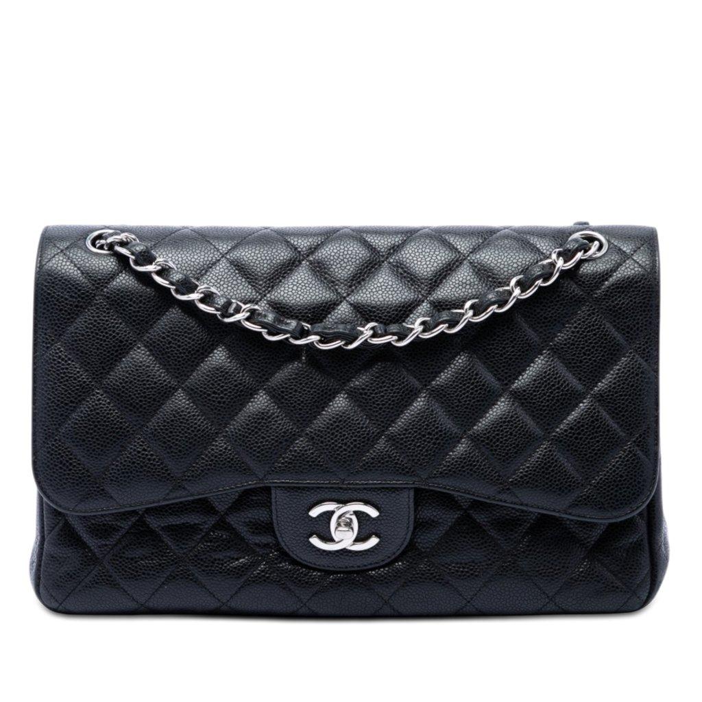 Chanel جامبو كلاسيك كافيار ذو طبقتين