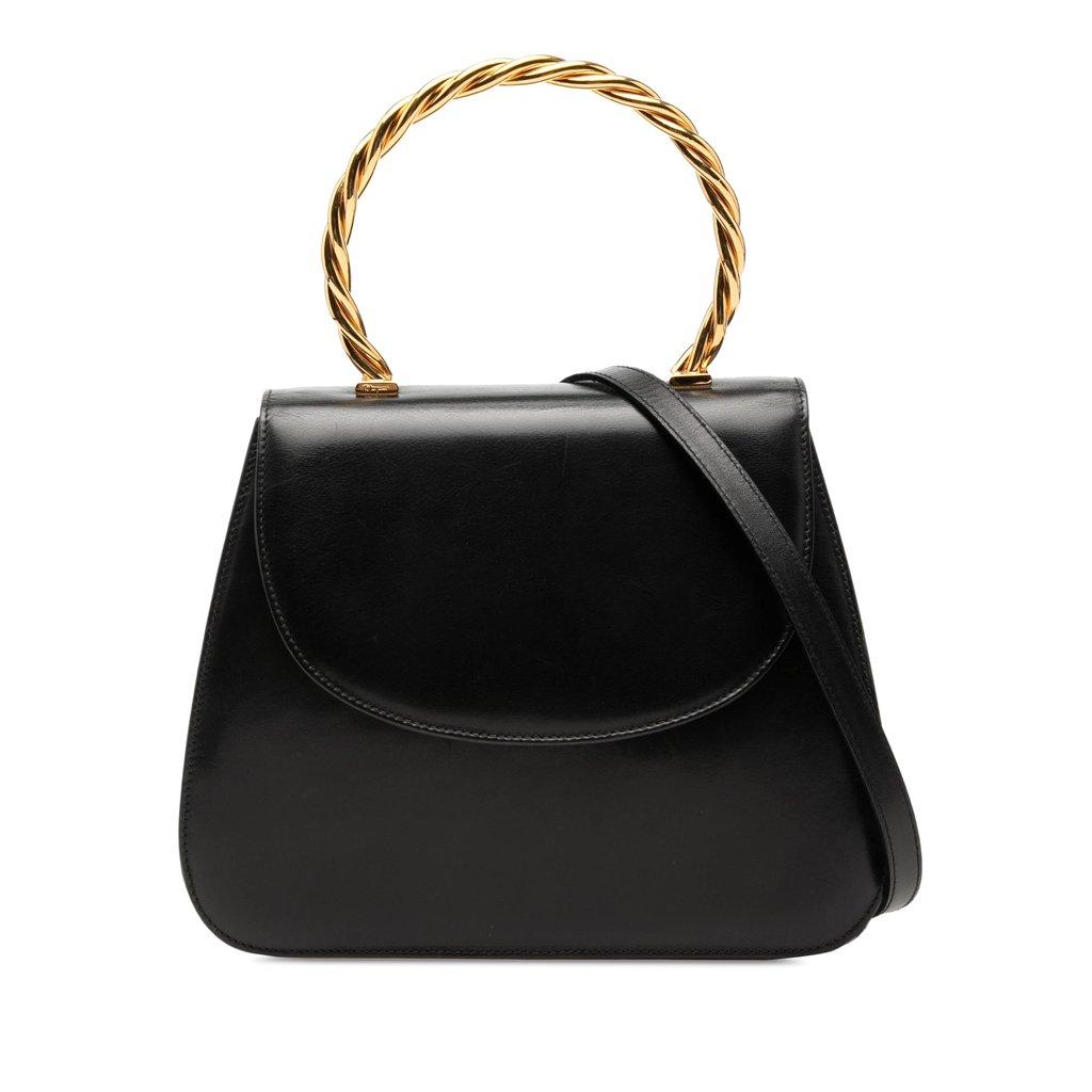 Salvatore Ferragamo Calfskin Metal Top Handle Bag