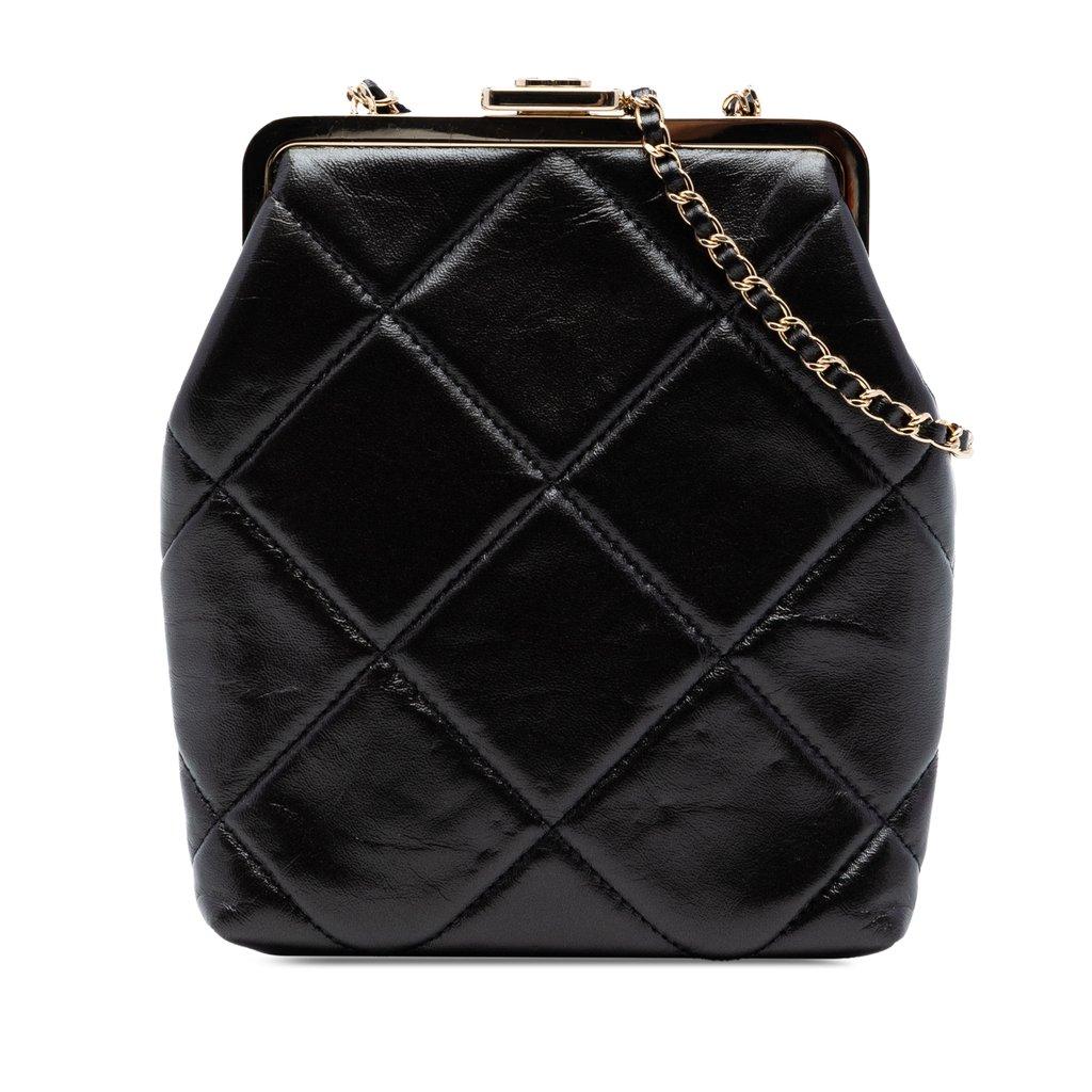 Chanel Small CC Quilted Lambskin Kisslock Frame Clutch