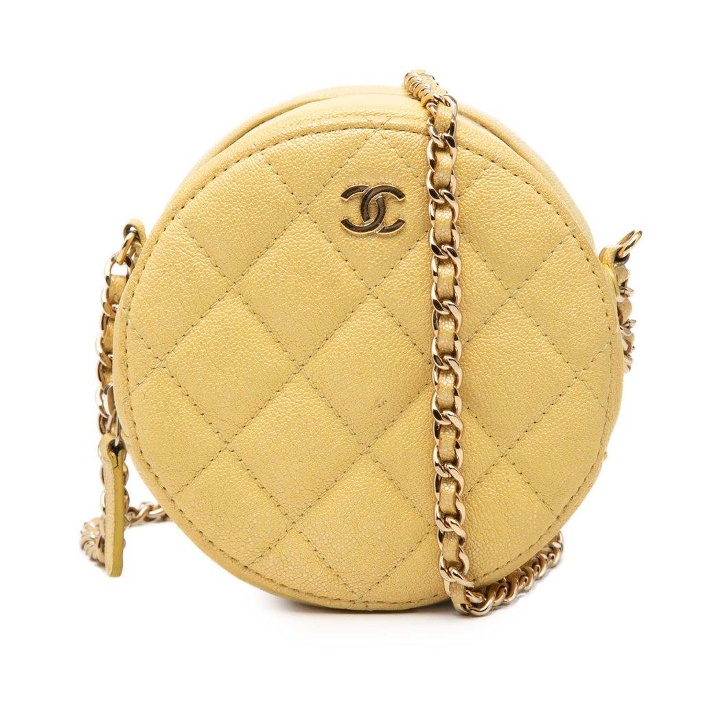 Chanel حقيبة يد دائرية من جلد الكافيار المبطن بسلسلة