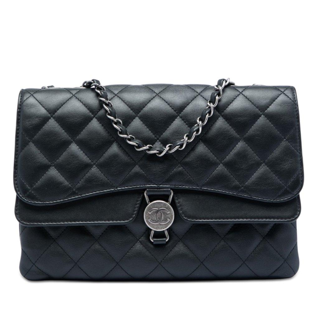 Chanel Quilted Lambskin CC Round Clasp Accordion Flap