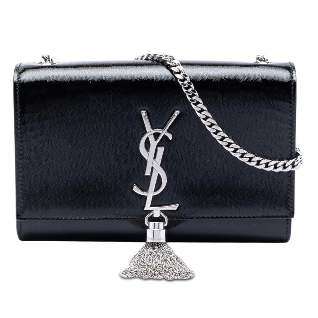 Saint Laurent Medium Chevron Patent Monogram Kate Tassel Crossbody