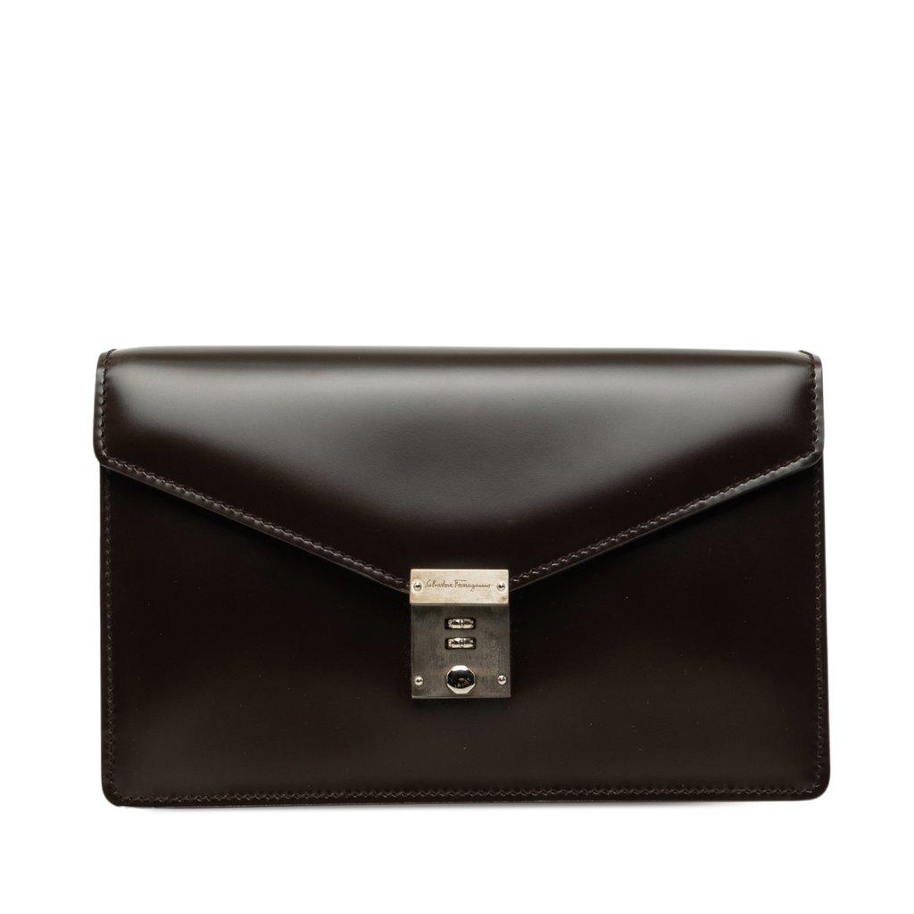 Ferragamo قابض جلدي بقفل قرصي