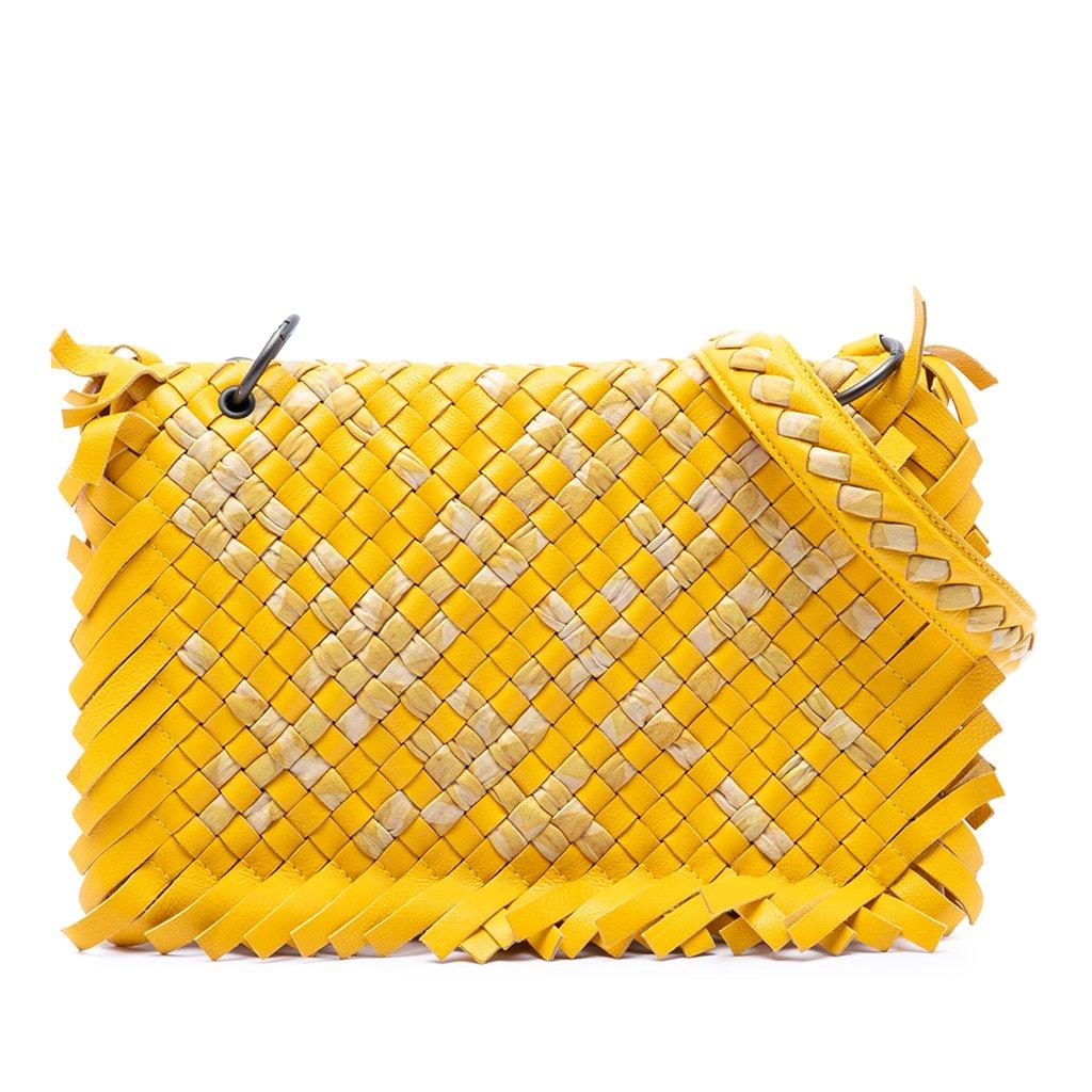 Bottega Veneta حقيبة كتف ذات شراشيب نابا إنترتشياتو ذات لونين