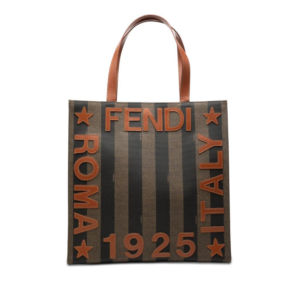 Fendi Pequin Coated Canvas Logo Tote
