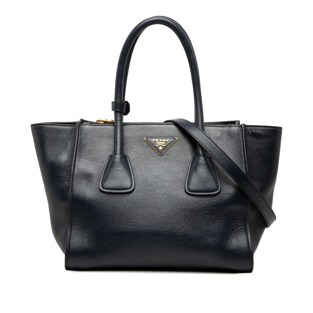 Prada Glace Calf Twin Pocket Double Handle Satchel
