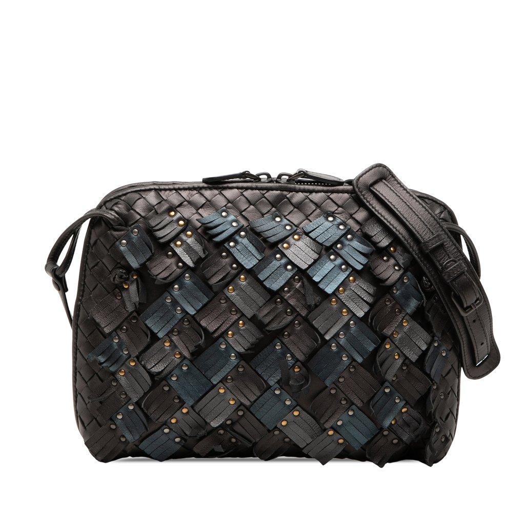 Bottega Veneta Metallic Multicolor Nappa Intrecciato Fringe Studded Nodini Crossbody