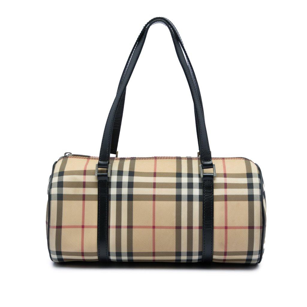 Burberry House Check Canvas Barrel Handbag