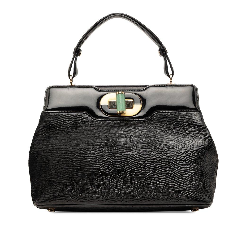 Bvlgari Isabella Rossellini Wrinkled Patent Top Handle Bag