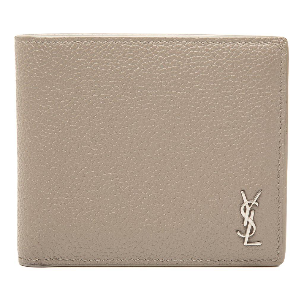 Saint Laurent Grained Leather Tiny Cassandre Bifold Wallet