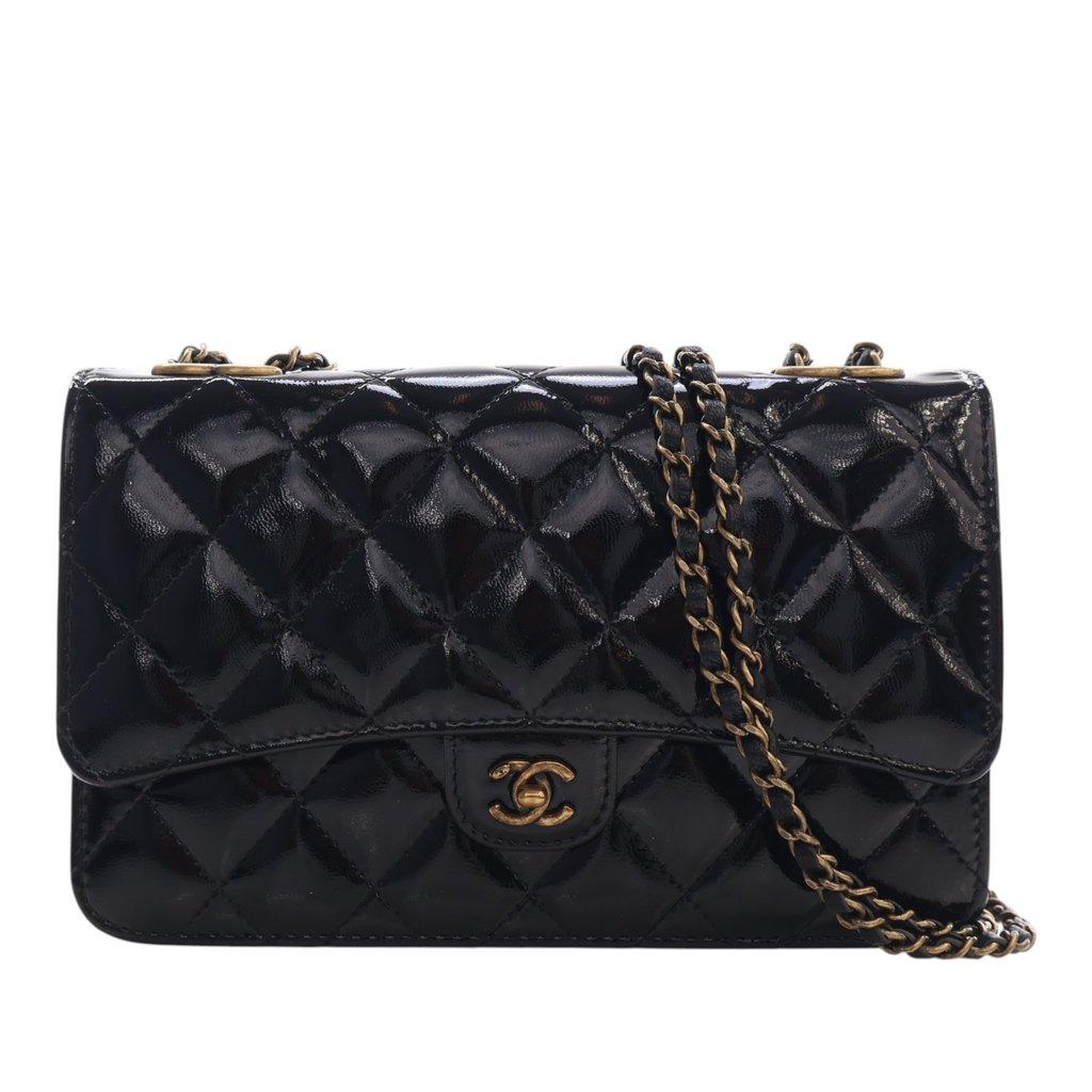 Chanel Quilted Patent and Goatskin CC Eyelet Wallet On Chain