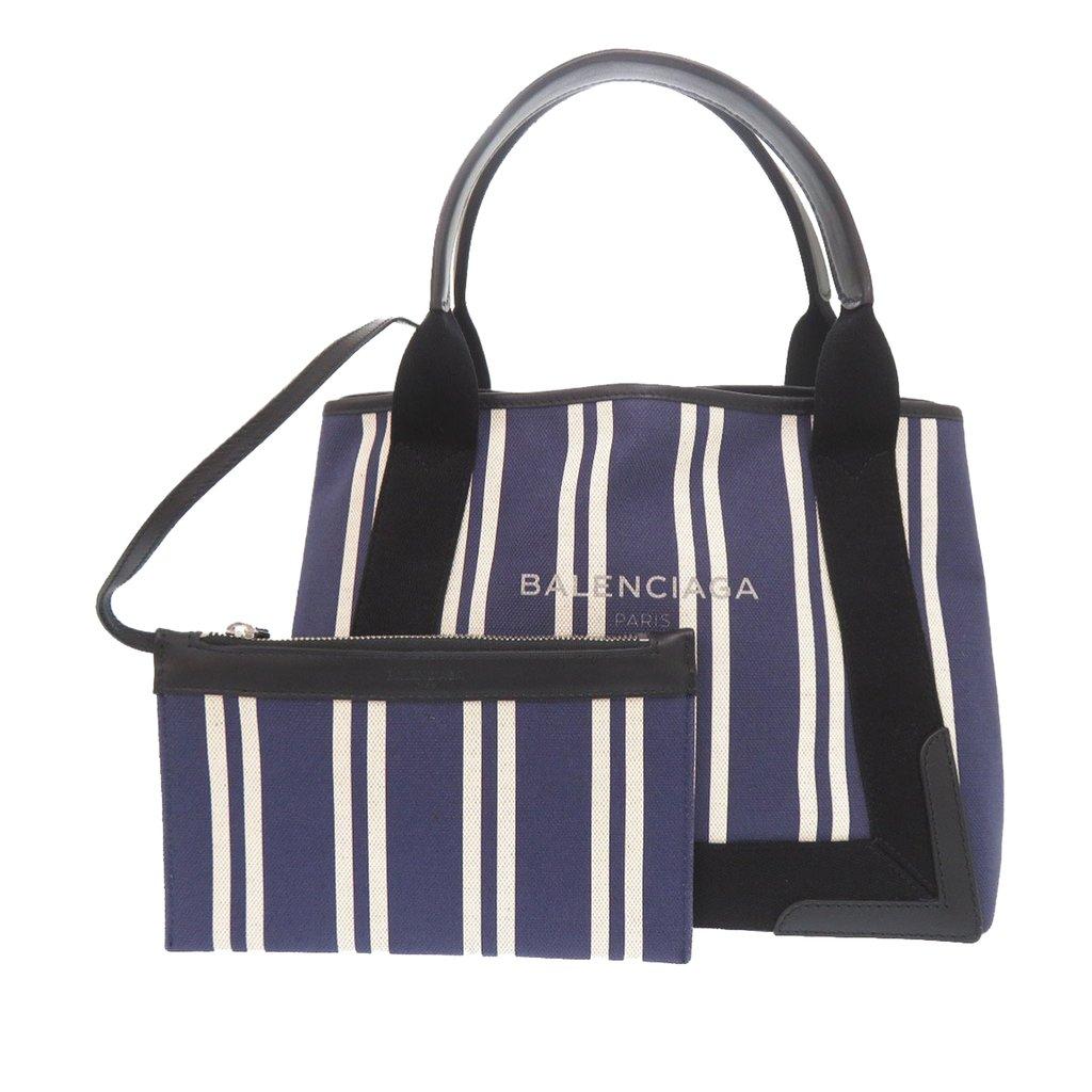 Balenciaga Canvas Striped Navy Cabas S