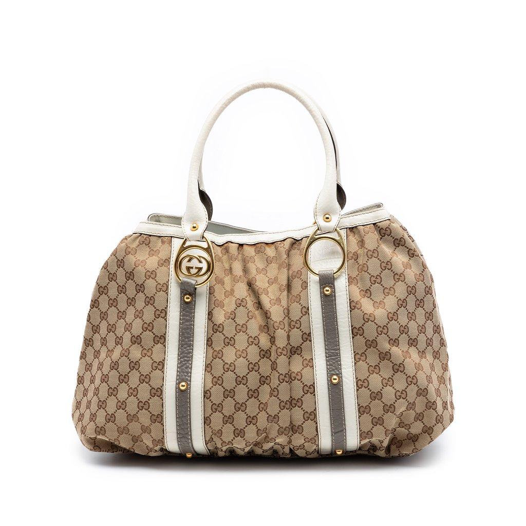 Gucci حقيبة قماشية متشابكة بنقشة حرف G