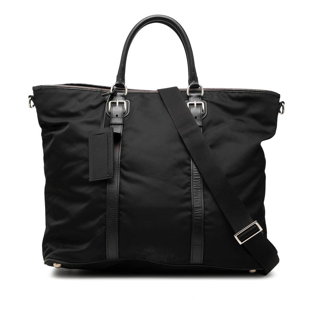 Prada Saffiano Trimmed Tessuto Open Convertible Tote