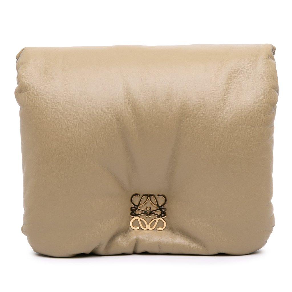 LOEWE Shiny Lambskin Goya Puffer Chain Bag