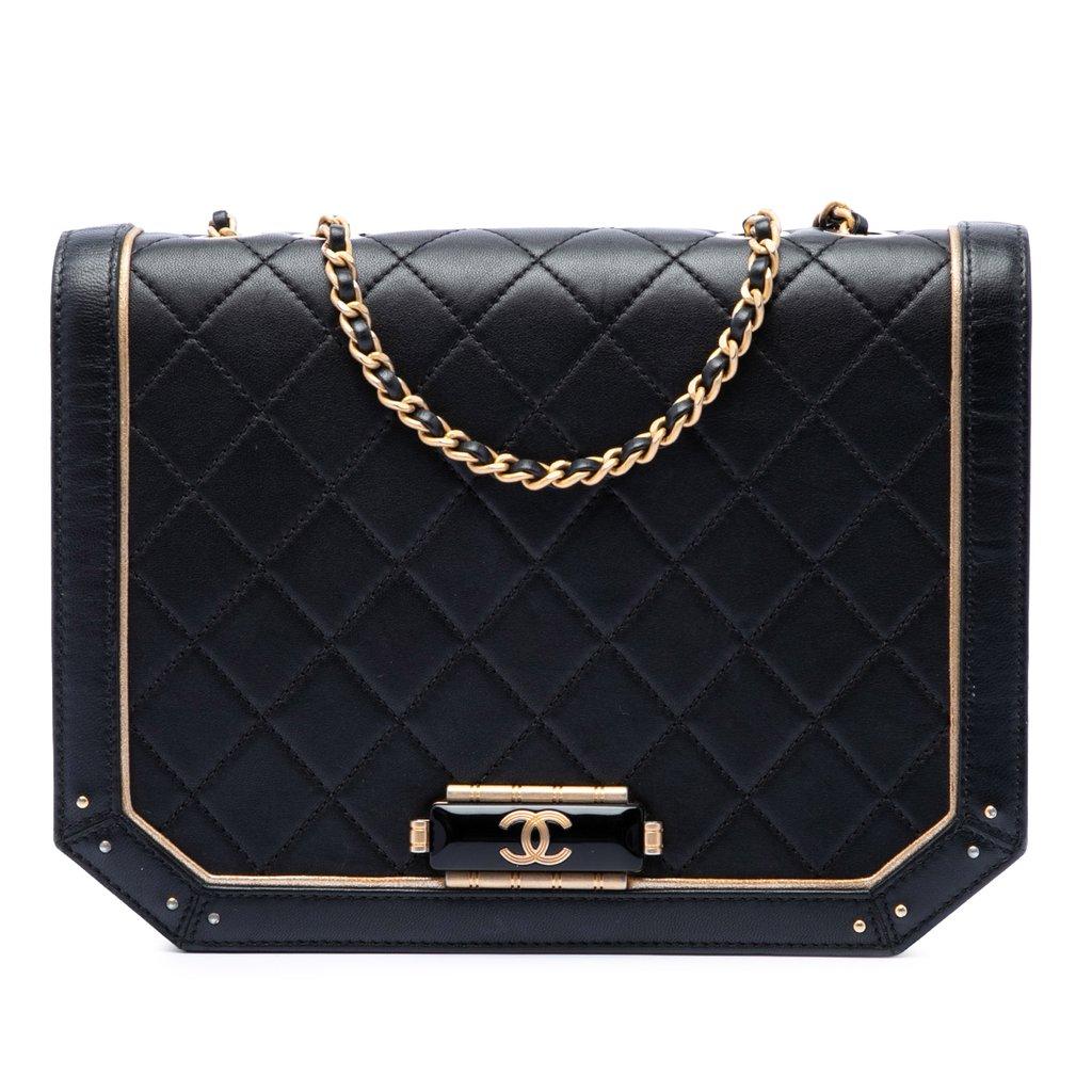 Chanel Quilted Calfskin Octagon CC Clasp Flap