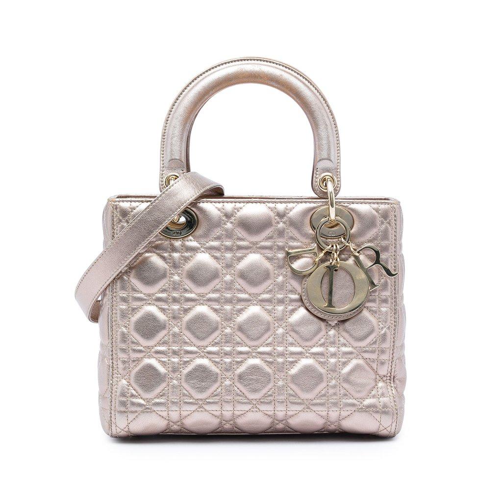 Dior Medium Metallic Lambskin Cannage Lady Dior