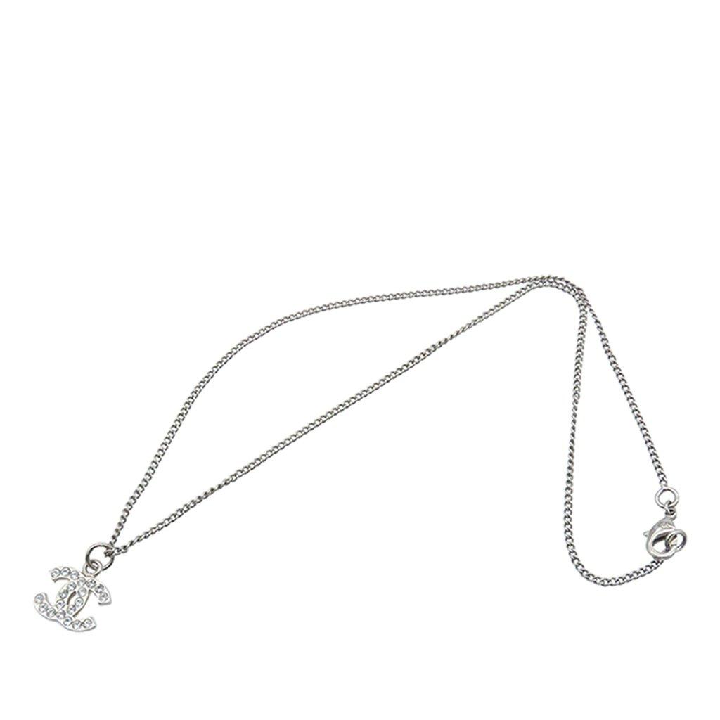 Chanel CC Brass and Strass Pendant Necklace