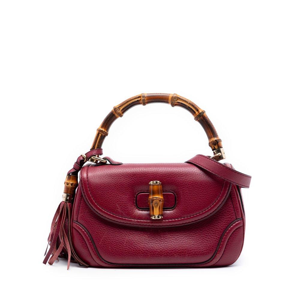 Gucci حقيبة جلدية متوسطة الحجم من الخيزران الجديد