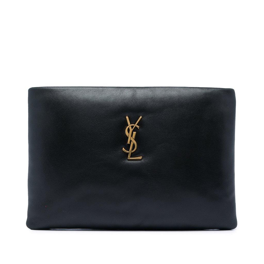 Saint Laurent Small Lambskin Calypso Zipped Pouch