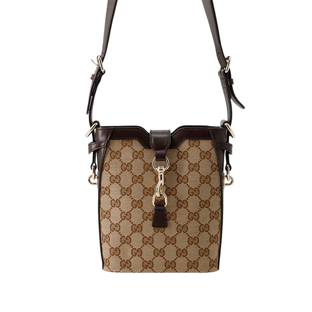 Gucci Mini GG Canvas Web Bucket Bag