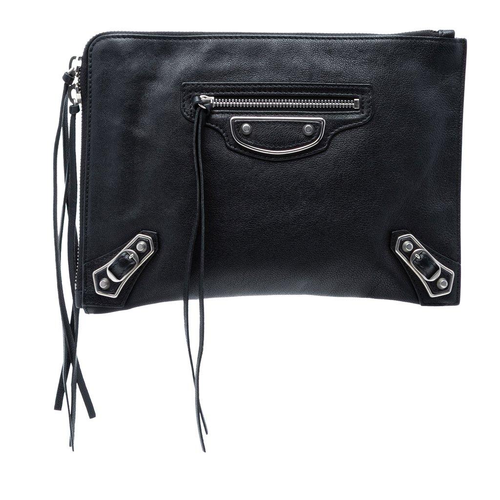 Balenciaga Goatskin Motocross Classic Metallic Edge Clutch
