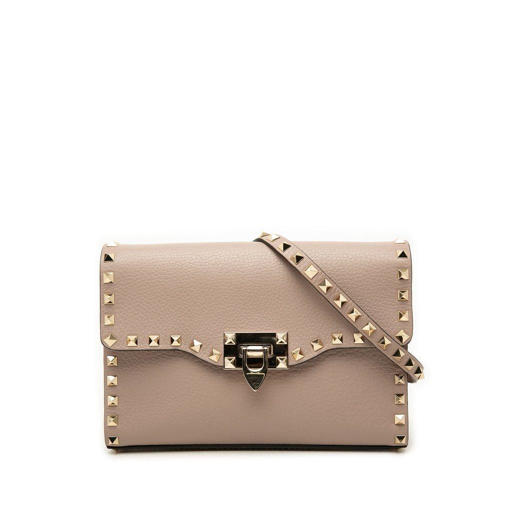 Valentino Small Pebbled Calfskin Rockstud Flap Crossbody
