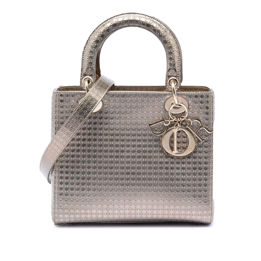 Dior Medium Metallic Patent Microcannage Lady Dior