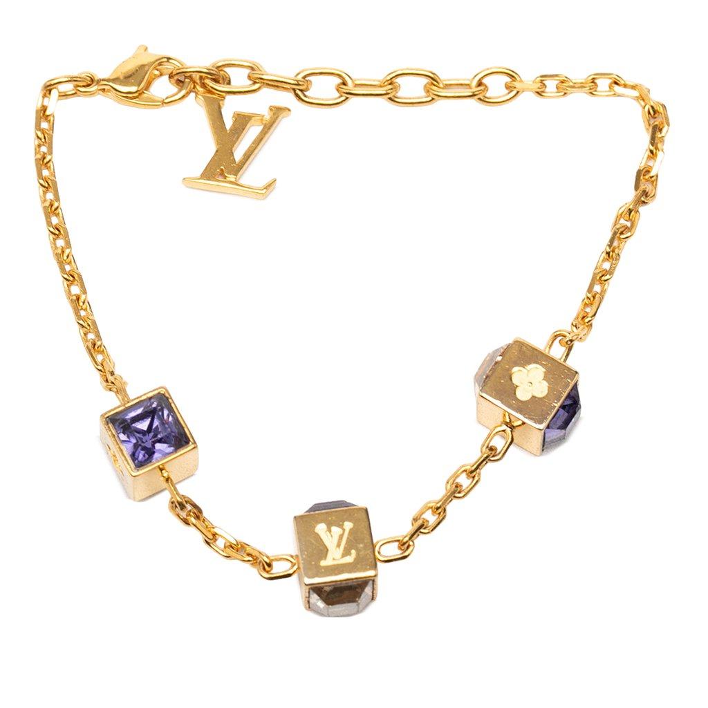 Louis Vuitton سوار مطلي بالذهب مرصع بأحجار الراين