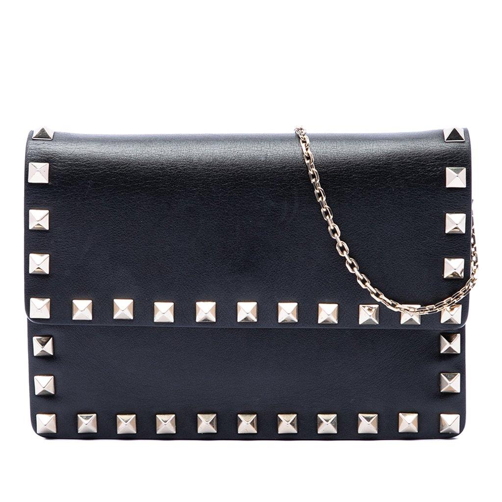 Valentino Leather Rockstud Clutch on Chain