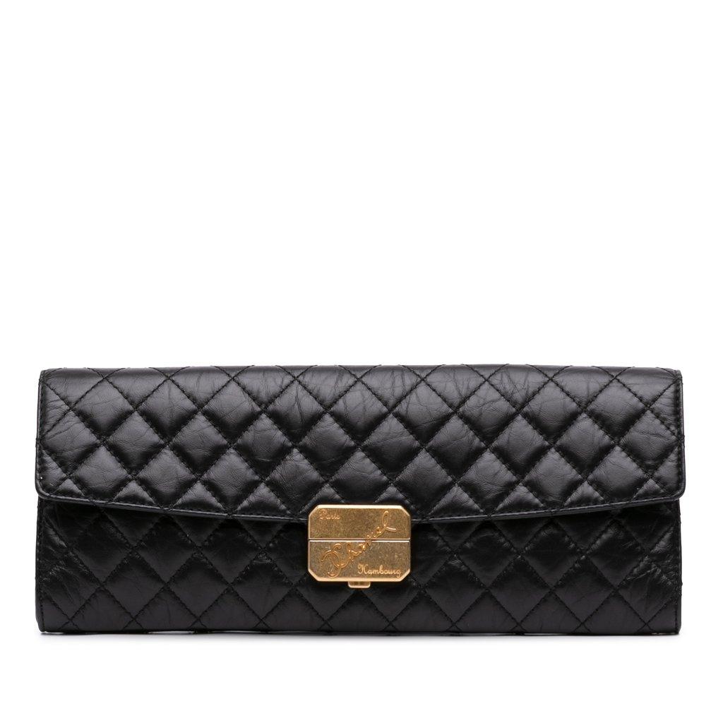 Chanel Paris Hamburg Quilted Aged Calfskin Clutch